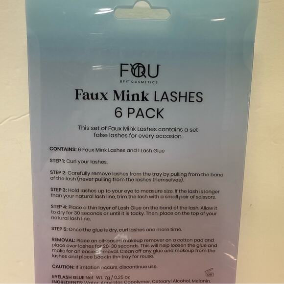 BFY Cosmetics Faux Mink Lashes 6 Pack with Glue - Black - Picture 5 of 6